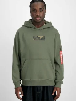 Alpha Industries Sweatshirts & Sweatjacken<Herren Kapuzensweatshirt oliv bedruckt