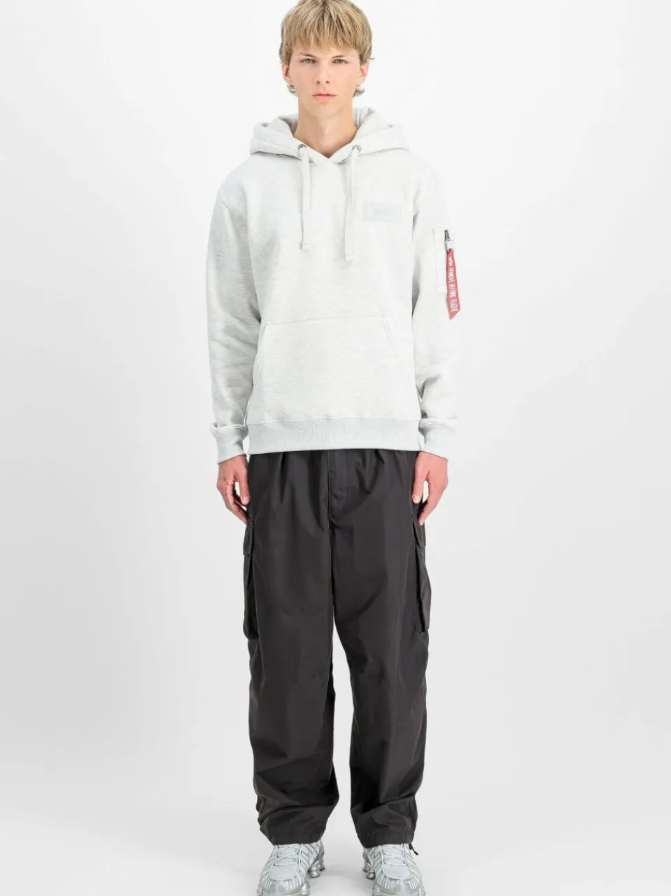 Alpha Industries Sweatshirts & Sweatjacken<Herren Kapuzensweatshirt grau bedruckt