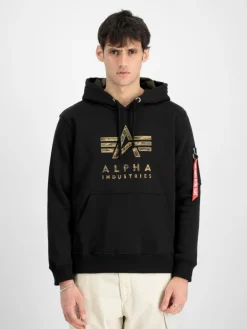 Alpha Industries Sweatshirts & Sweatjacken<Herren Kapuzensweatshirt schwarz bedruckt