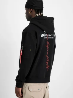 Alpha Industries Sweatshirts & Sweatjacken<Herren Kapuzensweatshirt schwarz bedruckt