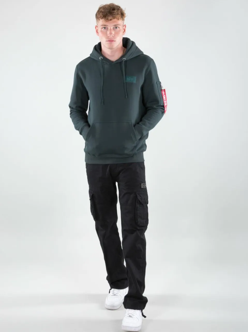 Alpha Industries Sweatshirts & Sweatjacken<Herren Kapuzensweatshirt petrol bedruckt