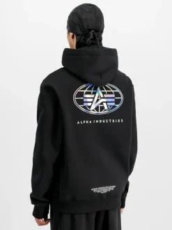 Alpha Industries Sweatshirts & Sweatjacken<Herren Kapuzensweatshirt schwarz bedruckt