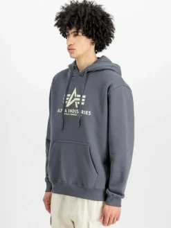 Alpha Industries Sweatshirts & Sweatjacken<Herren Kapuzensweatshirt grau bedruckt