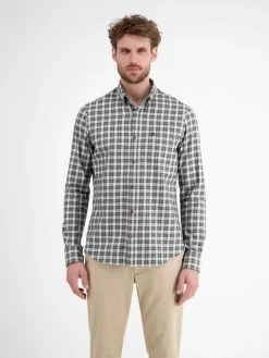 LERROS Hemden<Herren Karohemd oliv kariert