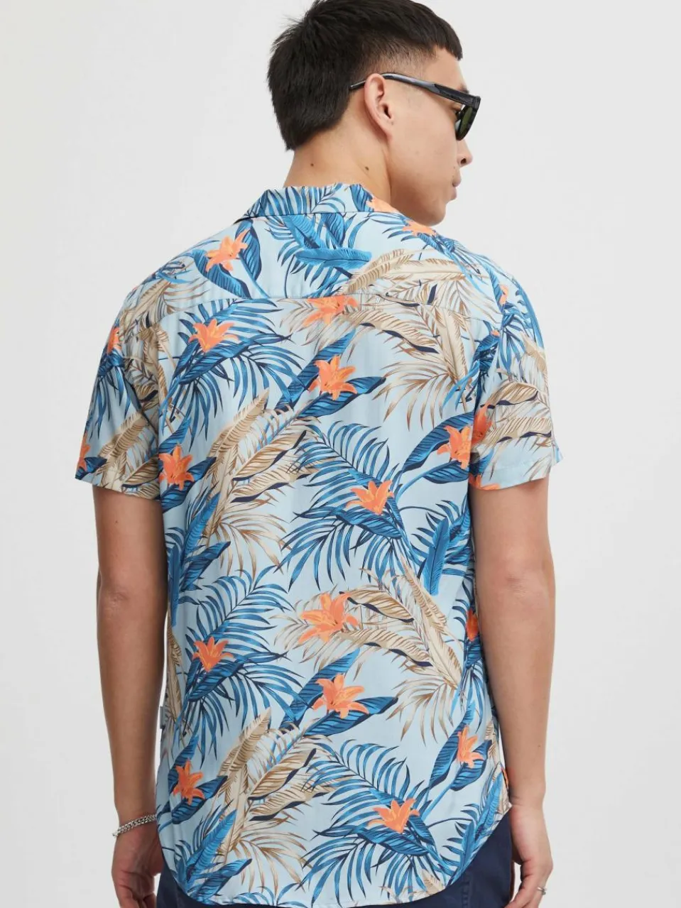 BLEND Hemden<Herren Kurzarmhemd blau gemustert