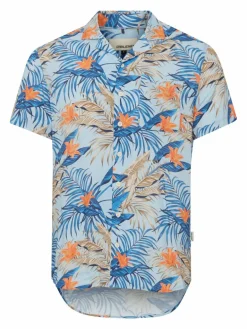 BLEND Hemden<Herren Kurzarmhemd blau gemustert