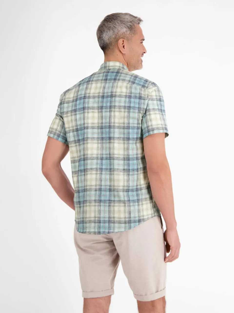 LERROS Hemden<Herren Kurzarmhemd aqua kariert