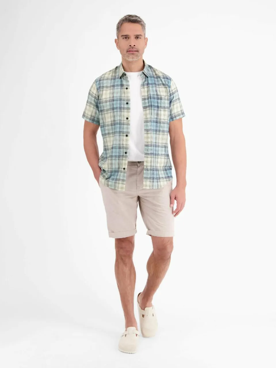 LERROS Hemden<Herren Kurzarmhemd aqua kariert