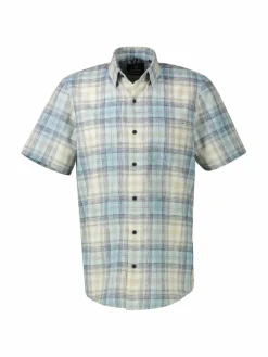 LERROS Hemden<Herren Kurzarmhemd aqua kariert