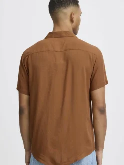 BLEND Hemden<Herren Kurzarmhemd braun uni