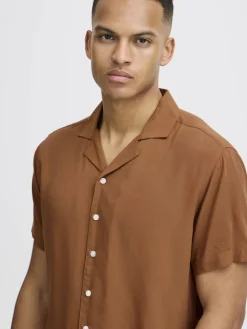 BLEND Hemden<Herren Kurzarmhemd braun uni
