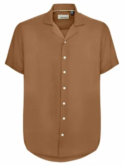 BLEND Hemden<Herren Kurzarmhemd braun uni