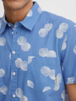 BLEND Hemden<Herren Kurzarmhemd blau gemustert