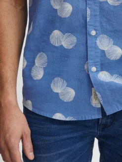 BLEND Hemden<Herren Kurzarmhemd blau gemustert