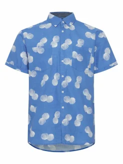 BLEND Hemden<Herren Kurzarmhemd blau gemustert