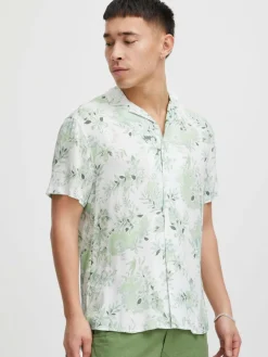 BLEND Hemden<Herren Kurzarmhemd grün gemustert