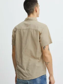 BLEND Hemden<Herren Kurzarmhemd beige gemustert