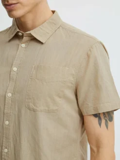 BLEND Hemden<Herren Kurzarmhemd beige gemustert