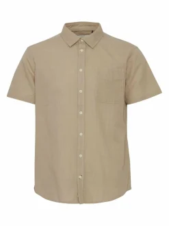 BLEND Hemden<Herren Kurzarmhemd beige gemustert