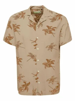 BLEND Hemden<Herren Kurzarmhemd beige gemustert