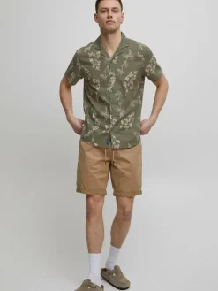 BLEND Hemden<Herren Kurzarmhemd grün gemustert