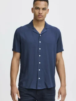 BLEND Hemden<Herren Kurzarmhemd blau uni