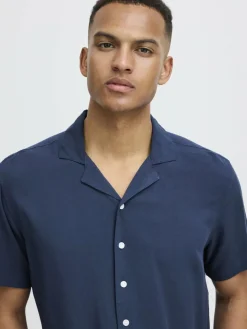 BLEND Hemden<Herren Kurzarmhemd blau uni