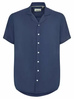 BLEND Hemden<Herren Kurzarmhemd blau uni