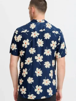 BLEND Hemden<Herren Kurzarmhemd - BHADAN blau gemustert