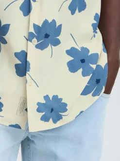 BLEND Hemden<Herren Kurzarmhemd - BHADAN beige gemustert