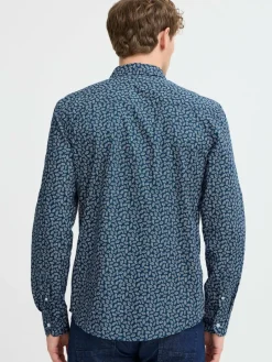 BLEND Hemden<Herren Kurzarmhemd - BHAGGE blau gemustert