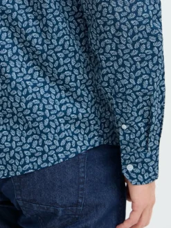 BLEND Hemden<Herren Kurzarmhemd - BHAGGE blau gemustert