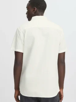 BLEND Hemden<Herren Kurzarmhemd - BHALKE weiß strukturiert