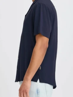 BLEND Hemden<Herren Kurzarmhemd - BHAURAN blau uni