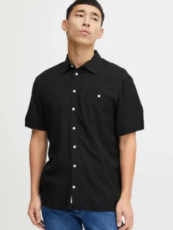 BLEND Hemden<Herren Kurzarmhemd - BHSHIRT schwarz uni