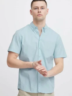 BLEND Hemden<Herren Kurzarmhemd - BHSHIRT blau uni