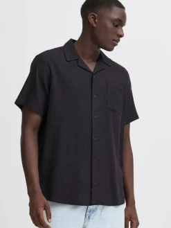 BLEND Hemden<Herren Kurzarmhemd - BHVICTOR schwarz uni