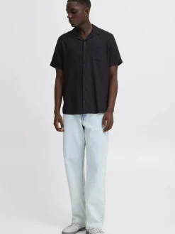 BLEND Hemden<Herren Kurzarmhemd - BHVICTOR schwarz uni