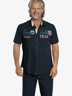 Jan Vanderstorm Shirts<Herren Kurzarmhemd - FREYDIS blau uni