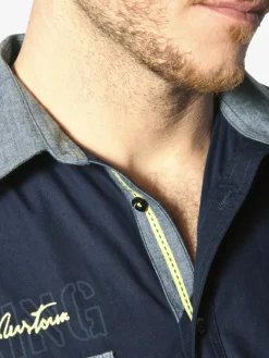 Jan Vanderstorm Hemden<Herren Kurzarmhemd - HERKKO blau gemustert