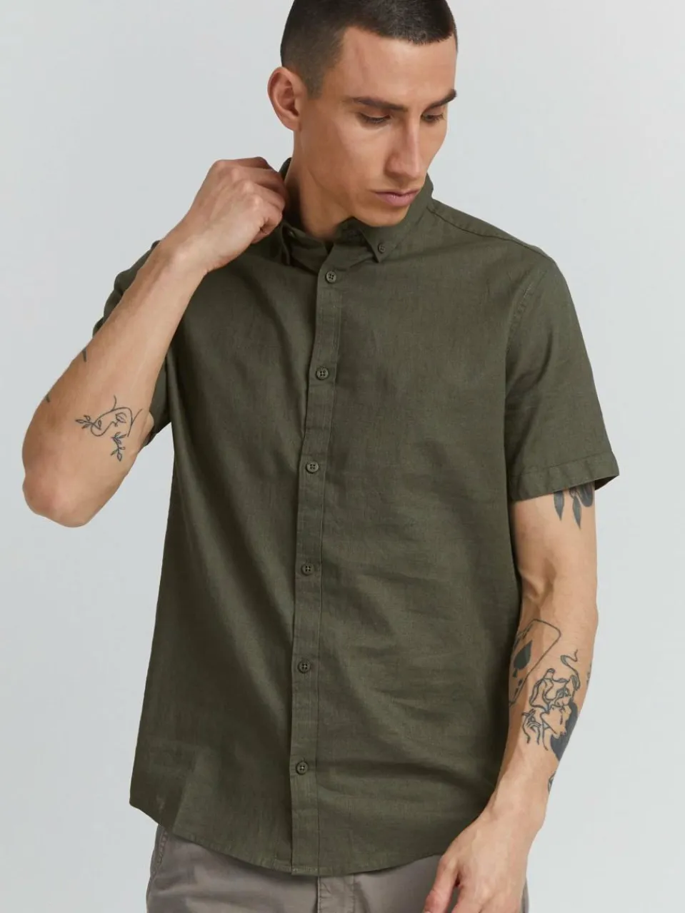 Herren Indicode Hemden>Herren Kurzarmhemd - IDHank