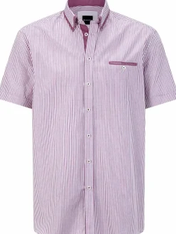 BABISTA Hemden<Herren Kurzarmhemd - LENDIR rot gestreift