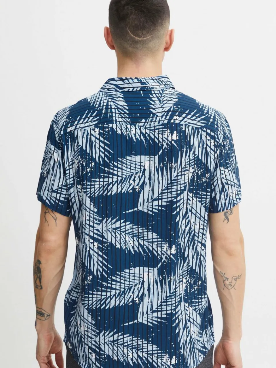 11 Project Hemden<Herren Kurzarmhemd - PRBarba blau gemustert