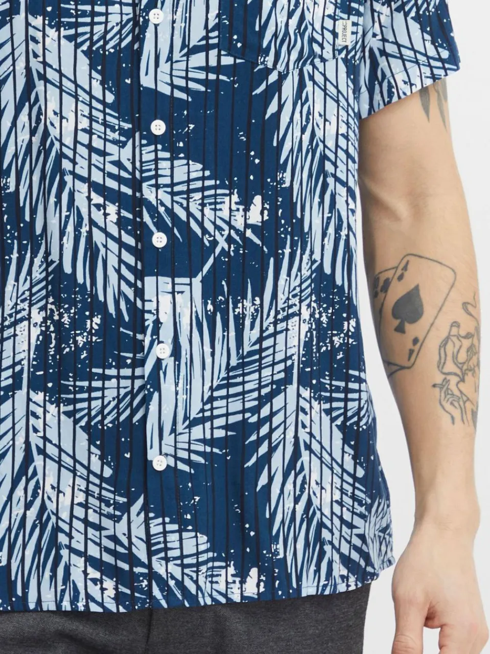 11 Project Hemden<Herren Kurzarmhemd - PRBarba blau gemustert