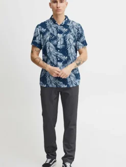 11 Project Hemden<Herren Kurzarmhemd - PRBarba blau gemustert