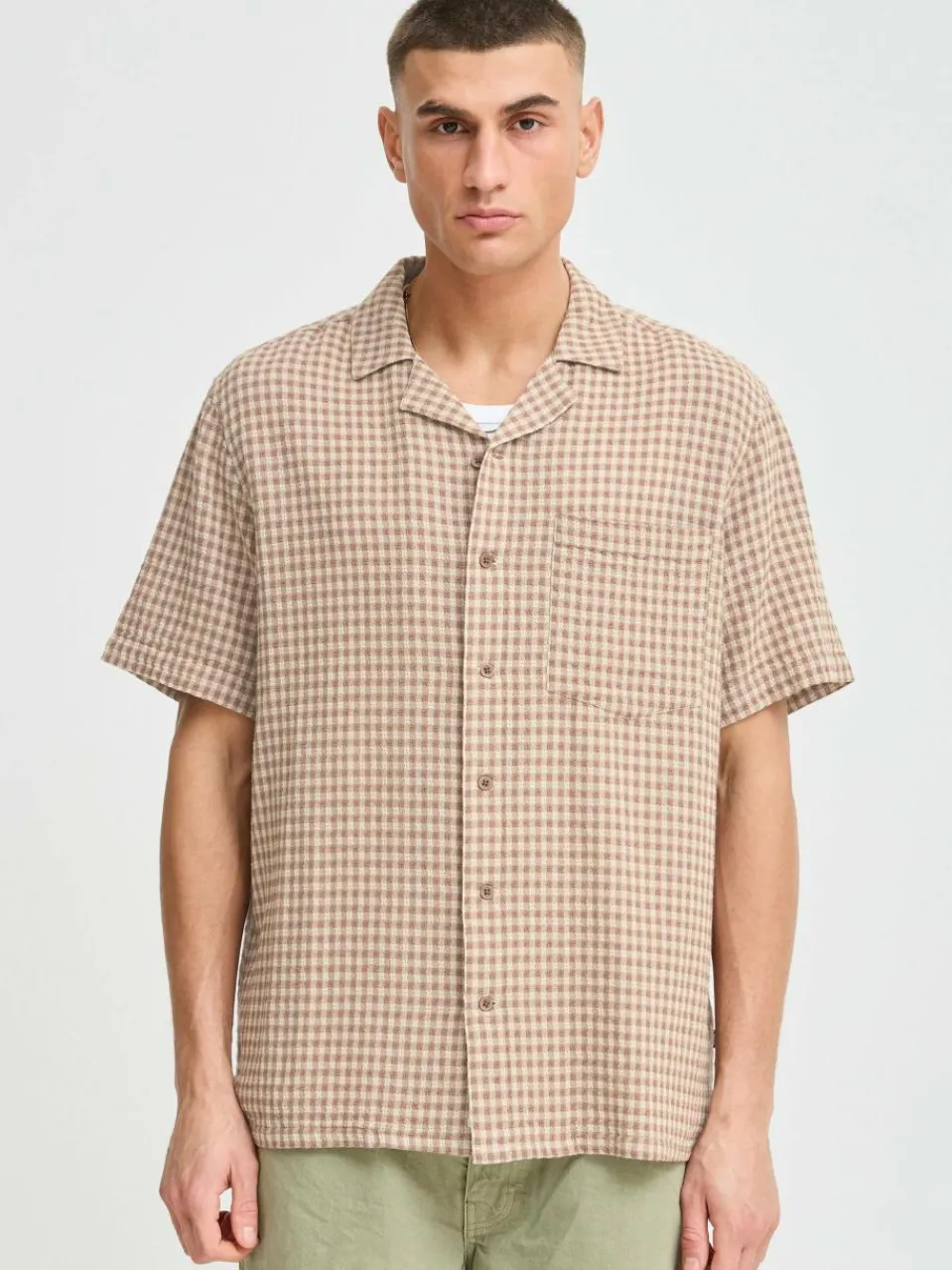 Herren Solid Hemden>Herren Kurzarmhemd - SDORLANDO