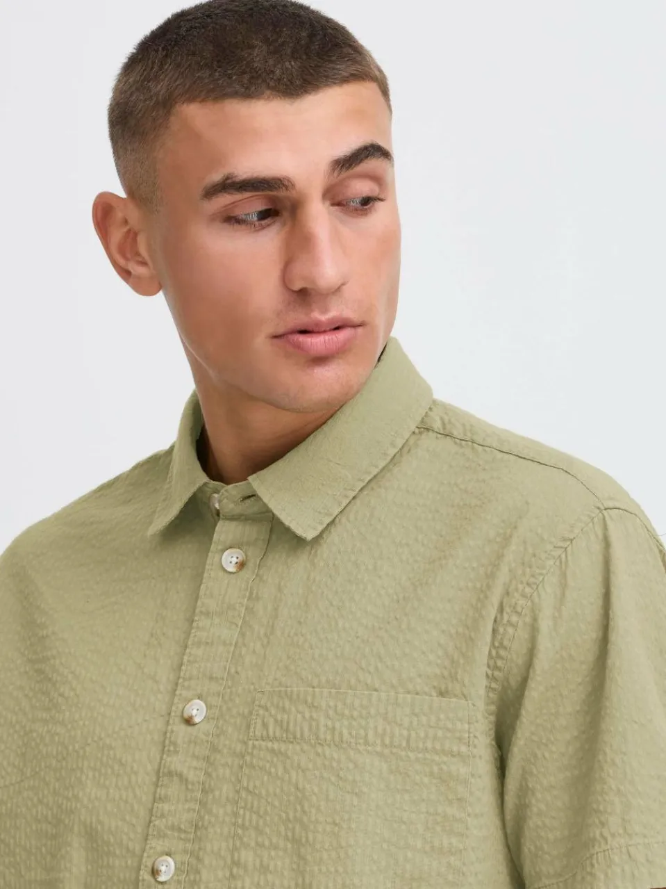 Solid Hemden<Herren Kurzarmhemd - SDPALLE grün strukturiert