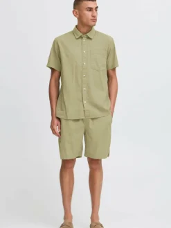 Solid Hemden<Herren Kurzarmhemd - SDPALLE grün strukturiert