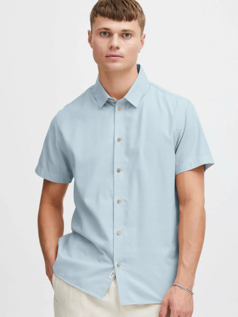 Solid Hemden<Herren Kurzarmhemd - SDPETE blau uni