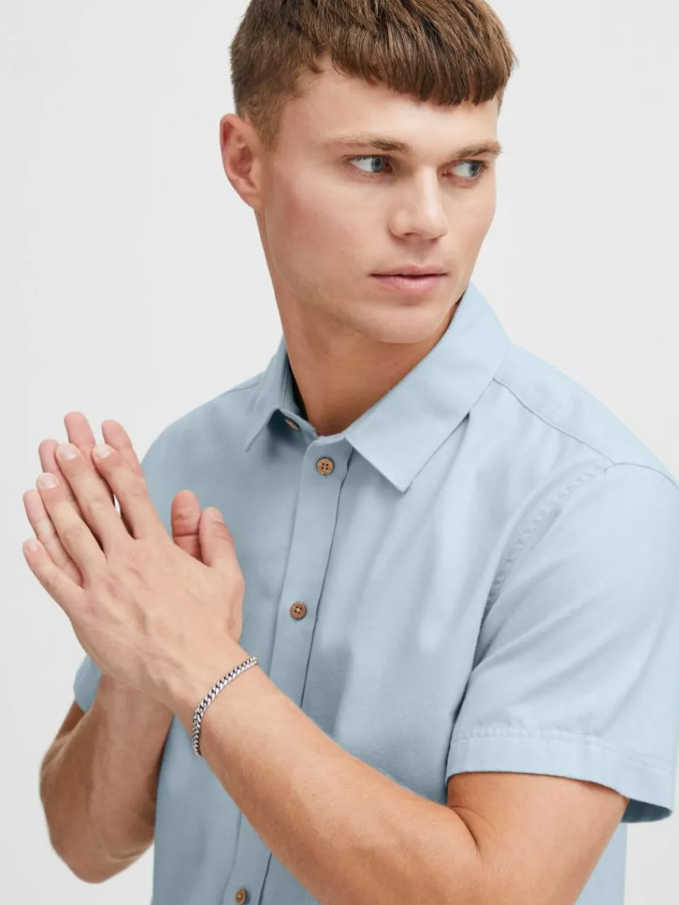 Solid Hemden<Herren Kurzarmhemd - SDPETE blau uni